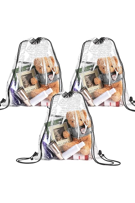 Durchsichtiger Rucksack Mit Kordelzug – Stadion-tauglich, Aus PVC, Schwarz, Mit Innentasche