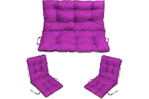 SuperKissen24. Cuscino Lungo per Panchina da Giardino 100x50 cm con Schienale 100x60 cm per Panca da Esterno ed Interno e Due Cuscini per Sdraio 96x48 cm - Fucsia
