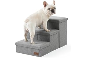 COZY KISS Schody dla małych psów z miejscem do przechowywania, składany krok dla zwierząt domowych z szczelną osłoną, rampa dla starszych kotów, na krzesło, sofa, lekka, wygodna, 71 x 41 x 40 cm, 3