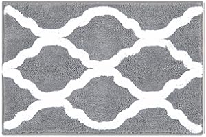 Pauwer Tapis Bain Microfibre Carpette Anti-Glissant Antibacterienne Tapis de Bain Lavable en Machine,pour Cuisine,Chambre, Gris,45X65cm/18X26 po