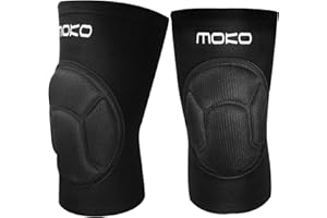 MoKo Genouillères de Compression Professionnelles (1 Pair), Éponge Épaisse Antichoc pour Les Activités en Plein Air, Homme/Femme/Jeunesse - Large & Noir