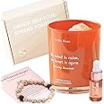 Soothing Anti-Anxiety Aromatherapy Charm Bracelet with Crystal Healing & Scented Candle Set - Women's Relaxation, Stress Relief, Wellness Pamper Hamper Gift for Mum, Best Friend, Sister