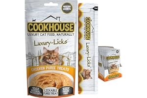 COOKHOUSE Luxury Licks Lickable Cat & Kitten Treats - Chicken - 48 x 15g Sachets - Soft & Creamy Puree - Healthy & Grain Free - 100% Natural Ingredients