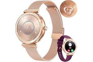NONGAMX Orologio Smartwatch Donna Fitness Chiamate: Orologi Smart Watch Telefono Contapassi Impermeabile Polso Sanguigna Pressione Cardiofrequenzimetro Sport Tracker Bluetooth 1,27 Touchscreen Android iOS Oro