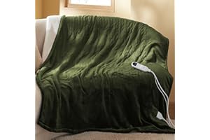 BEDSURE Koc grzewczy z automatycznym wyłączaniem, 130 x 180 cm – koc termiczny z 6 stopniami ogrzewania i 10-godzinnym timerem, ochrona przed przegrzaniem do 8 godzin, elektryczny koc do domu i biura