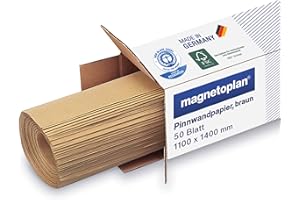 ‎MAGNETOPLAN magnetoplan Pinnwand-Papier, braun | BxH 1110x1400mm | 50 Blatt | Hochwertiges Metaplanwand Papier, 60 g/qm | Für Moderation + kreative Meetings | FSC-zertifiziert | Blauer Engel | Made in Germany