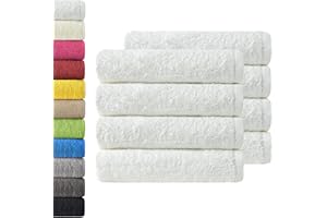 NatureMark Paquete Ahorro de 8 Toallas de Tejido de Rizo, Set de 8 Unidades de 50 x 100 cm, Blanco, 100% algodón