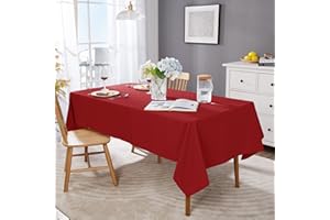 Deconovo Rectangle Tablecloth Wipe Clean, Outdoor Table Cloth Waterproof, Home Decoration Thicker Fabric Table Cloth for Garden Table, 137x274cm(54x108inch), Red
