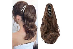Cybelleza 30cm Coda Capelli Extension Coda di Cavallo Ricci Estensioni per Capelli Mossi Lunghi Corti Extension Clip Sintetici Ponytail Claw Posticci Ondulati Parruchino, Marrone Chiaro