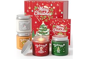 NORVENCE Christmas Candle, Scented Candle Gift Set of 4, Holiday Candles Gifts for Women and Men, Perfect Christmas Gifts for Women (Cinnamon, Pine, Vanilla, Jasmine, 400g)