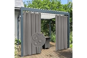 Easy-Going 100% Waterproof Outdoor Curtains Windproof Weatherproof Porch Curtains, Premium Thick Outdoor Privacy Grommet Top Panels for Patio, Gazebo and Pergola, 2 Panels, 54x84 inch, Grey