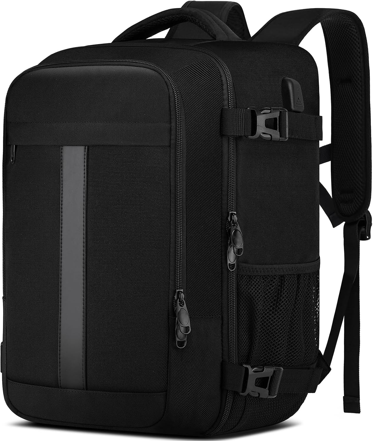 PUSLOM Mochila 40x30x20 Mochila Viaje Cabina Avion para Ryanair Equipaje de Mano para Vueling 24L Bolsa de Viaje Hombre Mujer Mochila Viaje Cabina Mochila Portatil 14 Pulgadas con Puerto USB Negro