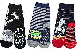 LEON D'ORO Calcetines de niño antideslizantes de algodón, 3 pares, calcetines para niño, ABS, escuela, casa, hinchables, fabricados en Italia