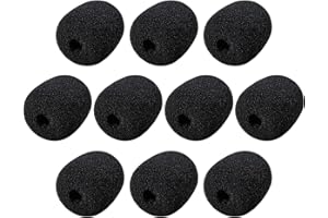 WEATWO 10 Pcs Mousse Micro Casque, Bonnette Micro, Petit Filtre de Bruit de Microphone, Mini Microphone Casque Pare-brise Mousse, Pour La Salle De Classe, Pour Microphone Casque Lavalier (Noir)