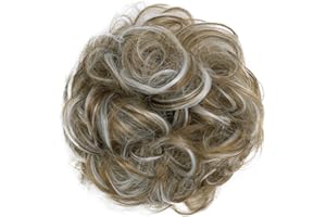CAISHA Messy Scrunchie Bun Voluminous Wavy Hairpiece Heat-resistant Synthetic Fibres Light Brown Gray Mix G42A