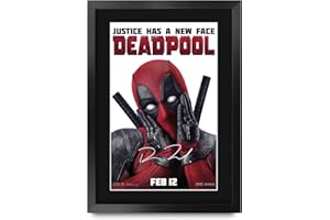 HWC Trading Deadpool A3 Gerahmte Signiert Gedruckt Autogramme Bild Druck-Fotoanzeige Geschenk Für Ryan Reynolds Filmplakat Fans