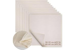 STARWARD Pack of 10 Straining Cloths, Cheese Cloth, 6 Pieces (50 x 50 cm) + 4 Pieces (60 x 60 cm), Fine Woven Density 100 Gauze Cloth, Unbleached Pure Cotton Cheesecloth, Washable and Reusable
