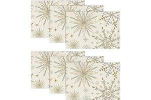 ‎ARTOID MODE Artoid Mode Gold Schneeflocken Weihnachten Platzsets 6er Set, 30x45cm Winter Xmas Tischset Waschbar Platzdeckchen Küche Party Deko