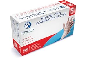 PEGASUS TEXTILES Pegasus Healthcare | Extra Strong Disposable Vinyl Examination Gloves | Colour - Clear | Medical Latex and Powder Free | Size - X-Large | 100 Gloves