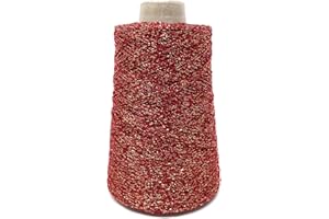 CHICCA TUTTO MODA Rocca catenella Filato da Uncinetto o Ferri 250 gr - 850 mt glitterato per abbigliamento (Rosso Dorato)