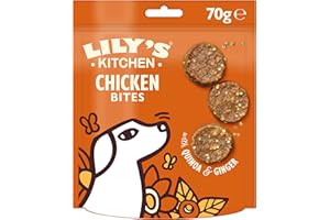 Lily's Kitchen Elaborado con ingredientes naturales paquete de golosinas para perros adultos bocaditos de pollo para mascar y engullir para perros pequeños, medianos y grandes 8 × 70g