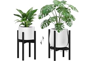 Bamworld Blumenständer Blumenhocker Pflanzenhocker Schwarz Verstellbar und kippsicher, geeignet für verschiedene Pflanzentöpfe, Höhe 32 cm