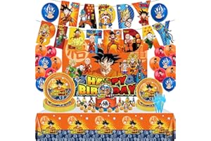FWHFNB Dragon Ball Partygeschirr Set,Kindergeburtstag Deko Set,Dragon Ball Partygeschirr Kindergeburtstag Junge,mit Pappteller,Pappbecher,Tischdecke,für Junge Mädchen Thema Party (Dragon)