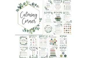 Harloon 20 Stück Greenery Calming Corner Klassenzimmer-Poster für psychische Gesundheit, Therapie, Büro, Gefühle, Diagramm, Zuhause, Vorschule, Klassenzimmer, Dekorationen für Lehrer,