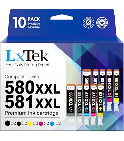 Lot 12 Cartouches D'encre Compatibles Canon PIXMA - 6 Sets - Noire/Cyan/Magenta/Jaune