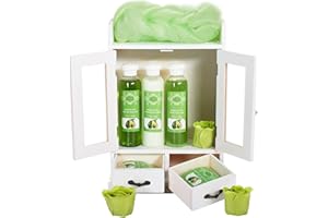 ‎BRUBAKER BRUBAKER Cosmetics - 10-teiliges Bade- und Pflege Set Geschenkset - Avocado - im Vintage Beauty-Schrank Weiß
