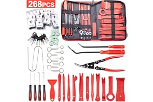 Uolor 268 Pièces Outils De DéMontage De Garnitures Trousse, pour Panneau Accessoires Porte Autoradio Tableau De Bord De Voiture, avec Broches De Retenue, Ensemble à Pince et Extracteur D’Attaches