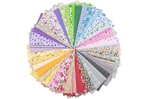 TPZORJX 50pcs Tela algodon Telas Patchwork, 10 cm x 10 cm tela de algodón paquete, Tela de Algodón de Navidad Telas Navideñas Patchwork, para Acolchado DIY para Manualidades de Costura