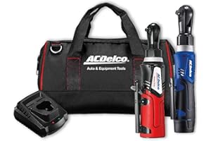 ACDelco ARW1209-K9 G12 Lithium-Ion 12V (10.8V) Electric 3/8" & 1/4" Cordless Ratchet Wrench Power Tool Combo Kit | Tool Set Includes x1 Battery Pack, Charger & Canvas Bag