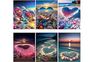 HEDOBCESO 6 Pack Diamond Art Painting Kits for Adults, 5D DIY Full Drill Diamond Paintings Kit Crafts for Adults Kids Beginners, Beach Diamond Painting Packs Gem Art Wall Decor-30x40cm