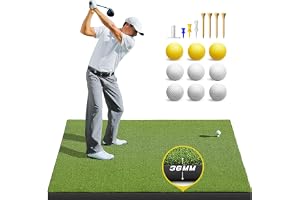 Hanured® Extra tjock golfmatta, konstgräs golf praxis swing mattor med 6 tee-positioner, inomhus och utomhus