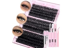 wiwoseo Individual Eyelashes Cluster Lashes Kit Lashes Individual Cluster Kit 60+80+100D Lash Clusters Eyelash Extensions Eyelashes Individuals Kit with Bond and Seal Lash Glue (10-18MM)