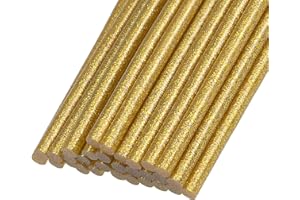 Rebower Chaud Colle Bâtons Mini Adhésif Chaud Fondre Colle Pistolet Bâtons, [pour Art, Artisanat, Bricolage, Carte Fabrication] - 0,27" x 4"/Paillettes Doré/30 Pcs