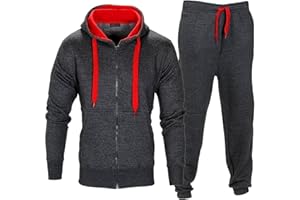 shelikes Mens Tracksuit Set Full Sleeve Fleece Zipper Hoodie Top Bottoms Jogging Joggers Sports Sweat Suit