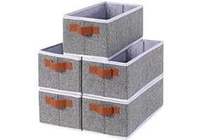 YheenLf Faltbarer Aufbewahrungskorb,Stoffspeicherbox mit Griff,verwendet für die Organisation von kleinen Körben in Badezimmern, Schränken und Regalen (Grau,38x15.5x13cm,5-Pack )
