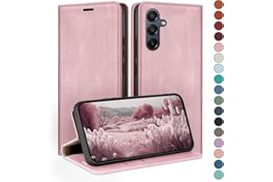 HUOUH Funda para Samsung Galaxy A15 5G Estuche de Billetera con Cuero de PU con Bloqueo RFID,Titular de Tarjeta de crédito,Cubierta a Prueba de Golpes teléfonos Fundas para Samsung A15 Rosa