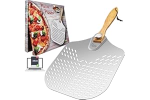 Antech Pala Per Pizza Forata, Pala Pizza Corta In Alluminio Con Manico Smontabile, Professionale, Progettata Per Un Uso Ottimale In Cucina, Paletta Per Pizza, Pane E Focaccia