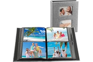 EXIN DEHCEN Album Fotos 10x15 200 Fotos, Album Fotos Negro 10x15, Albunes para Fotos, álbum de Fotos, álbum Insertable de Linocon 200 Bolsillos, para Boda, Familiar (gris)