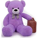 Cute Plush Confused Bear with Bow Tie 80 cm - Special GIFT Lilac for Lover