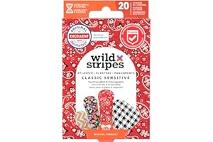 Wild Stripes Set de Tiritas I Tiritas para dedos I Classic Sensitive Fashion I Apósitos sensibles suaves para la piel I Tiritas con estilo I Protección 24 horas I 20 piezas