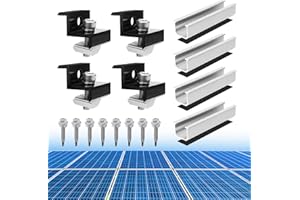 Coomoors Solarmodul Halterung Kit Montageschiene, Solarpanel-Z-Halterung,PV Befestigungsschiene, Verstellbare Schwarz Klemme für 30-35MM Dicke Module, Befestigungssatz für Wohnmobil-Dachbett-Camping