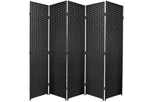 SaleemExpress Room Divider Screen Privacy Panel - Folding Paravent 5 Panel Divider Screen - Partition Wall Panel Privacy Furniture - Black (5 PANELS)
