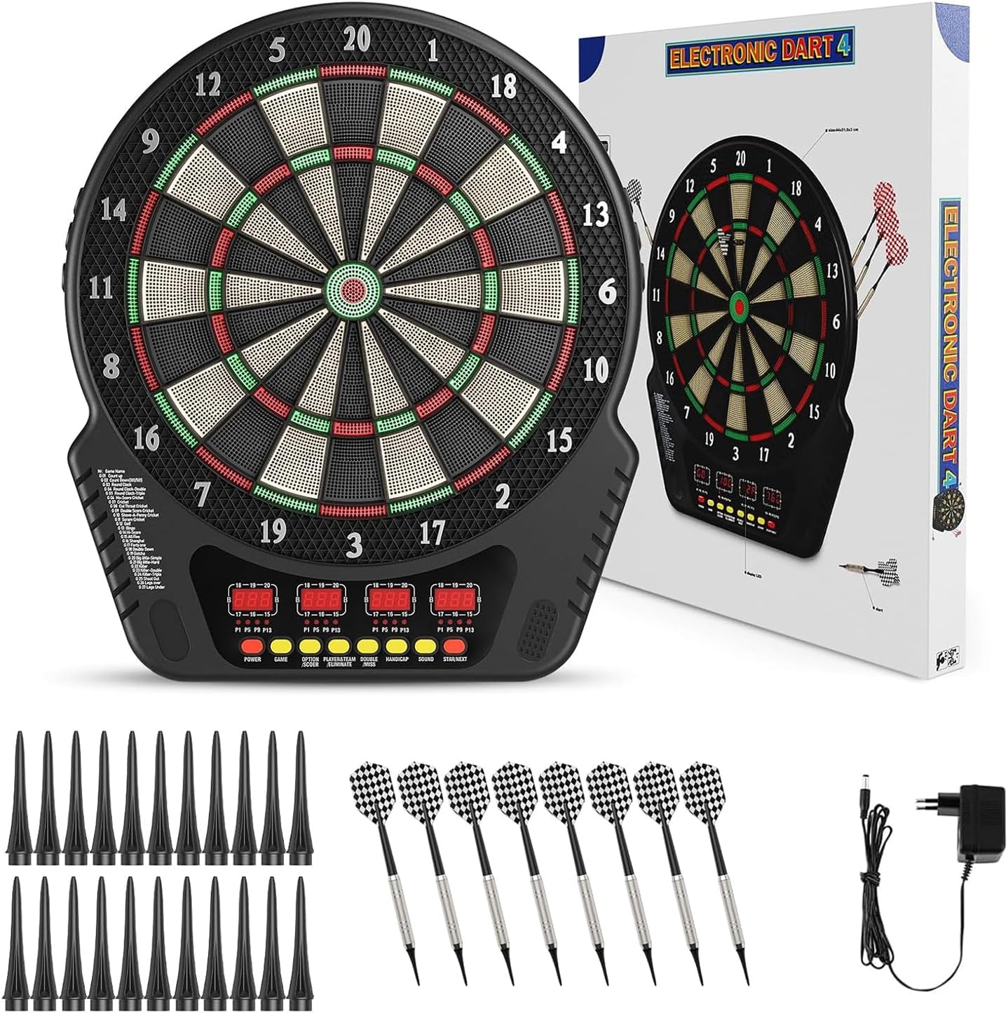 KIRJAUDU - Flecha electrónica con punta de plástico, 4 pantallas LCD, 27 modos de juego, hasta 16 jugadores, para profesionales, aficionados y principiantes