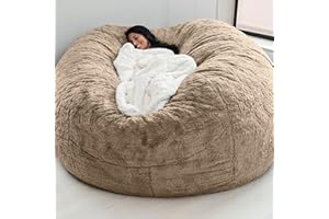 RTYHN Faux Fur Bean Bag,Adults Luxurious Giant 5/6/7ft Huge Bean Bag Chair,Ultra Soft Bean Bag Chair(No Filler)