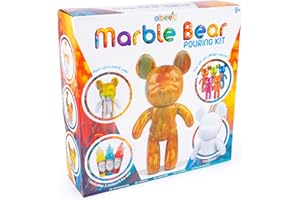 abeec Kit de pintura de oso de mármol, kit de manualidades para adultos y niños, juego de pintura acrílica para vertido, kit de pintura de oso, oso fluido, pinta tu propio oso de peluche, kit de