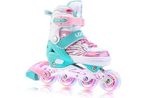 LOCAVUN Inline Skates,4 Tailles réglables avec des Roues Lumineuses,Patins en Ligne pour Enfants pour Une Utilisation intérieure et extérieure